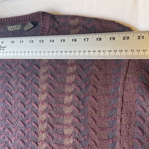 Segreto Men Sweatshirt size L Burgundy Geometric Long Sleeve Pullover - Picture 4 of 10